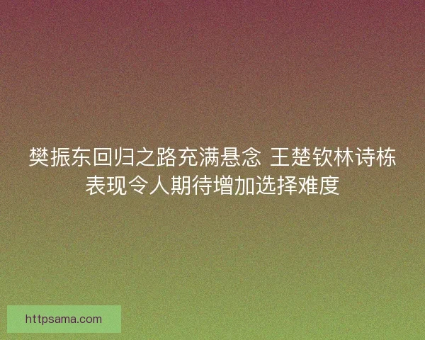 樊振东回归之路充满悬念 王楚钦林诗栋表现令人期待增加选择难度