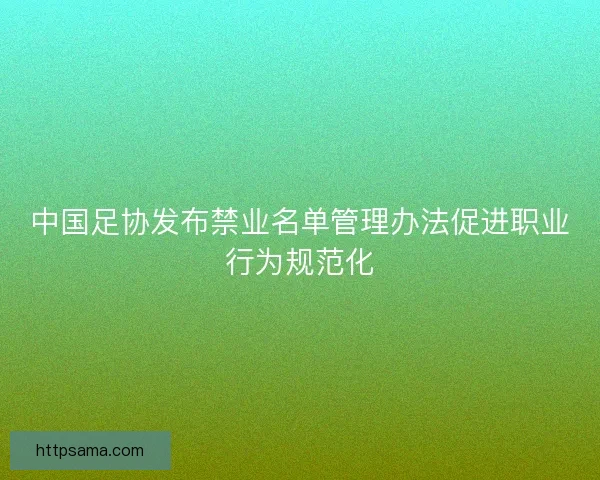 中国足协发布禁业名单管理办法促进职业行为规范化