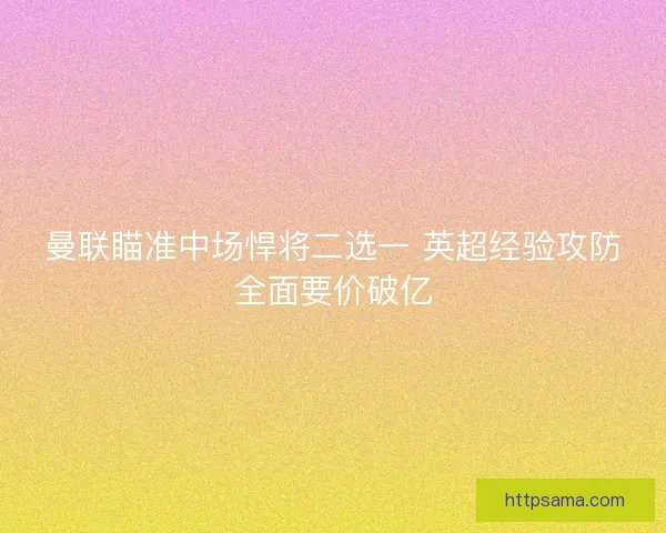曼联瞄准中场悍将二选一 英超经验攻防全面要价破亿