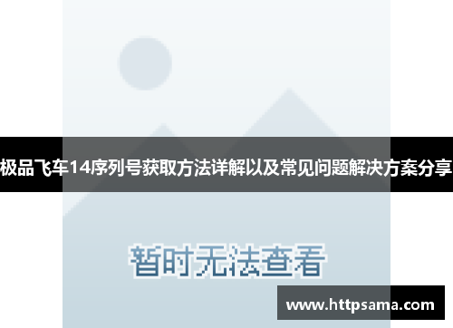 极品飞车14序列号获取方法详解以及常见问题解决方案分享